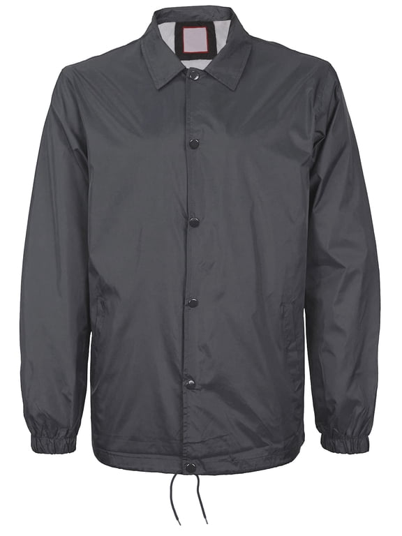 Men's Windbreaker Lightweight Waterproof Sherpa Button Up Athletic Coach Jacket (Dark Grey, S)