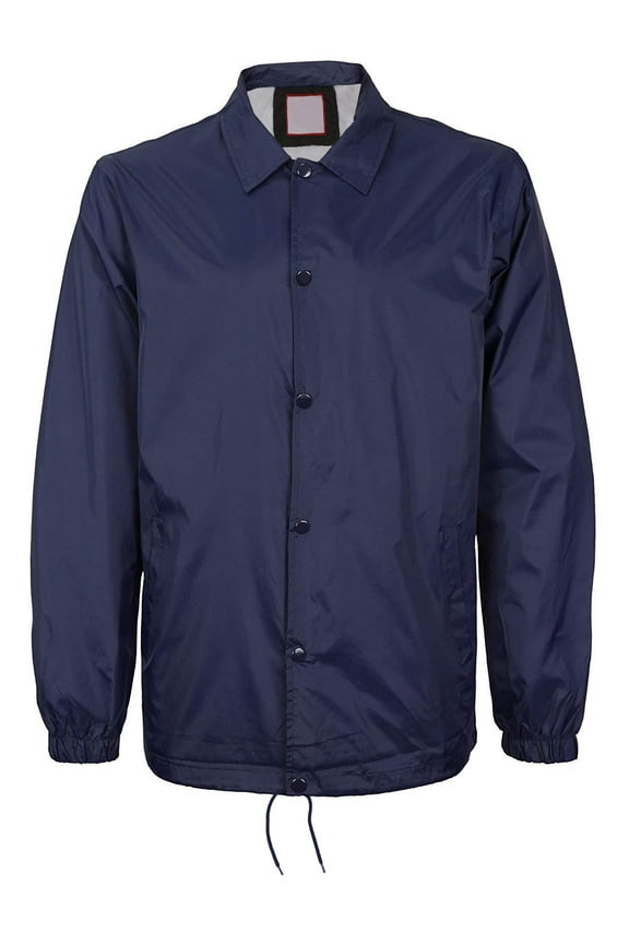 Men's Windbreaker Lightweight Waterproof Sherpa Button Up Athletic Coach Jacket (Navy, S)