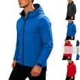 thumbnail image 1 of Men's Windbreaker Waterproof Athletic Hooded Travel Shell Jacket Coat for Running Golf Cycling Workout Hiking Outdoor with Zipper Pockets, Blue, L, 1 of 10