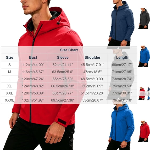Men's Windbreaker Waterproof Athletic Hooded Travel Shell Jacket Coat for Running Golf Cycling Workout Hiking Outdoor with Zipper Pockets, Navy, L