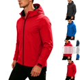 thumbnail image 1 of Men's Windbreaker Waterproof Athletic Hooded Travel Shell Jacket Coat for Running Golf Cycling Workout Hiking Outdoor with Zipper Pockets, Red, XL, 1 of 9