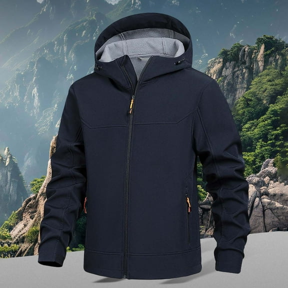 Men’s WindbreakerJacket Hooded Zip Up Jacket for Hiking (Blue XXXXXS)