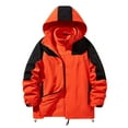 thumbnail image 1 of Men's Windbreakers Color Blocked Three Proof Mountaineering Suit Three In One Thick Warm Long Sleeve Hooded Casual Outwear Windbreaker Front-Zip Jacket Red L, 1 of 8