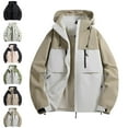 thumbnail image 1 of Men's Windbreakers Fashion Casual Solid Color Pockets Zipper Jacket Long Sleeve Hooded Casual Outwear Coat Windbreaker Front-Zip Jacket Gray S, 1 of 4