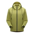 thumbnail image 1 of Men's Windbreakers Thin Jacket Casual Sports Windbreaker Long Sleeve Hooded Casual Outwear Jackets Green 2XL Windbreaker Front-Zip Jacket, 1 of 2