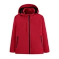 thumbnail image 1 of Men's Windbreakers Unisex Hooded Long Sleeve Solid Zipper Outdoor Detachable Hardshell Coat Red M Windbreaker Front-Zip Jacket, 1 of 6