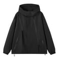 thumbnail image 1 of Men's Windbreakers Windbreaker Front-Zip Jacket Casual Jacket Loose Outdoor Jacket Long Sleeved Hooded Casual Jacket/jacket Black M, 1 of 4