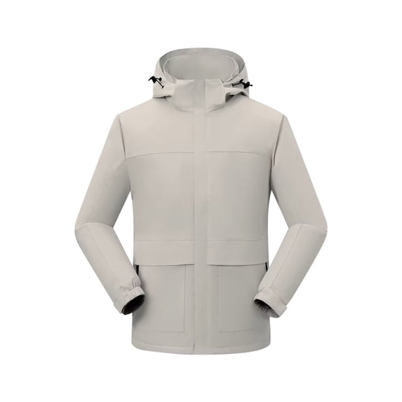 Men's Windbreakers Windbreaker Front-Zip Jacket Man Solid Color Three Prevention Cottoning Climbing Wear As One Down Cotton Intensification Warm Outdoor Jacket White XL