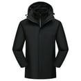 thumbnail image 1 of Men's Windbreakers Windbreaker Front-Zip Jacket Unisex Hooded Long Sleeve Patchwork Zipper Hardshell Fleece Hiking Wear Outerwear Coat Black 3XL, 1 of 7