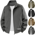 thumbnail image 1 of Men's Windproof Bomber Jacket Outerwear Lightweight Water Resistant Flight Coat Windbreaker for Business Casual Work Daily Wear, Gray, XXL, 1 of 9