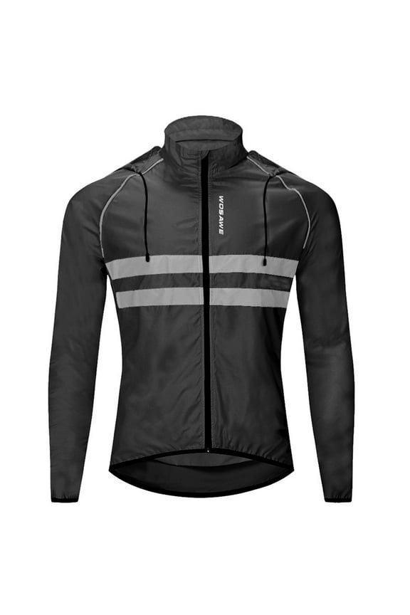 Men's Windproof Hooded Cycling Jacket Breathable Reflective Coat