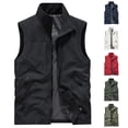 thumbnail image 1 of Men's Windproof Lightweight Golf Vest Outerwear with Zipper Pockets Softshell Sleeveless Jacket for Running Hiking Sports Big and Tall Size M-5XL White, 1 of 9