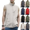 thumbnail image 1 of Men's Windproof Lightweight Golf Vest Softshell Sleeveless Jacket with Pockets for Running Hiking Sports Spring Fall,Army Green,L, 1 of 5