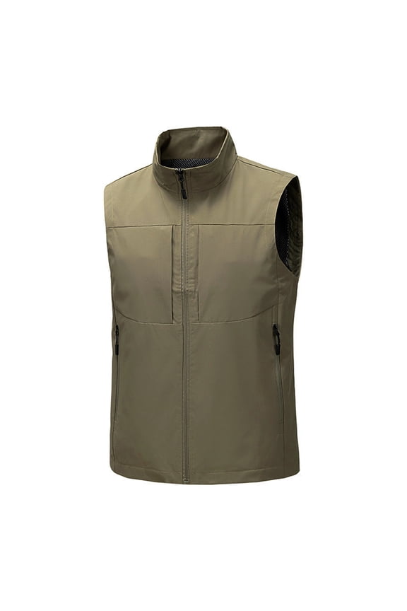 Men's Windproof Lightweight Vest Waterproof with Pockets Softshell Sleeveless Jacket for Hiking Golf