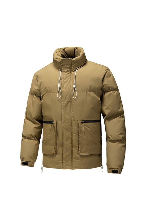 Men's Windproof Puffer Jacket Warm Winter Coats Thermal Winter Jackets Ski Jacket with Big Zipper Pockets Black L