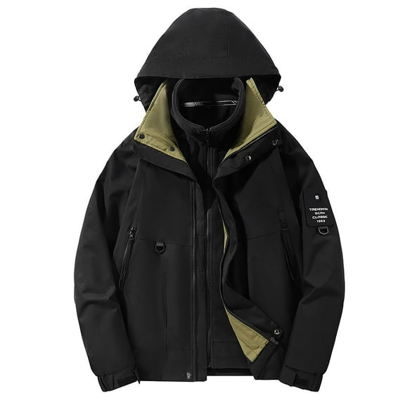 Men's Windproof Ski Jacket Warm Removable Anorak for Mountaineering Outdoor Adventure Winter Sports