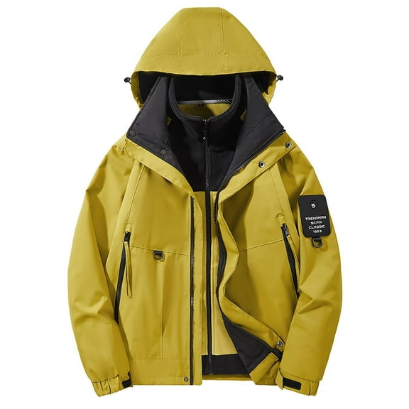 Men's Windproof Ski Jacket Warm Removable Anorak for Mountaineering Outdoor Adventure Winter Sports