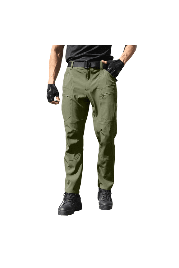 Men's Windproof & Waterproof Soft-Shell Work Pants for Hiking, Mountaineering, and Outdoor Training (Tactical Design & Multi-Pocket Utility),Army Green 2XL