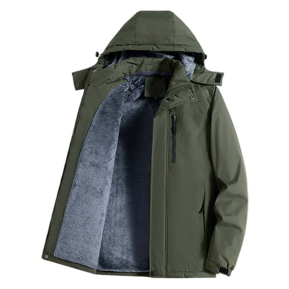 Men's Windproof Winter Jacket Warm Lined Hooded Ski Raincoat For Cold Weather Outdoor Activities