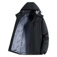 thumbnail image 1 of Men's Windproof Winter Jacket Warm Lined Hooded Ski Raincoat For Cold Weather Outdoor Activities, 1 of 3
