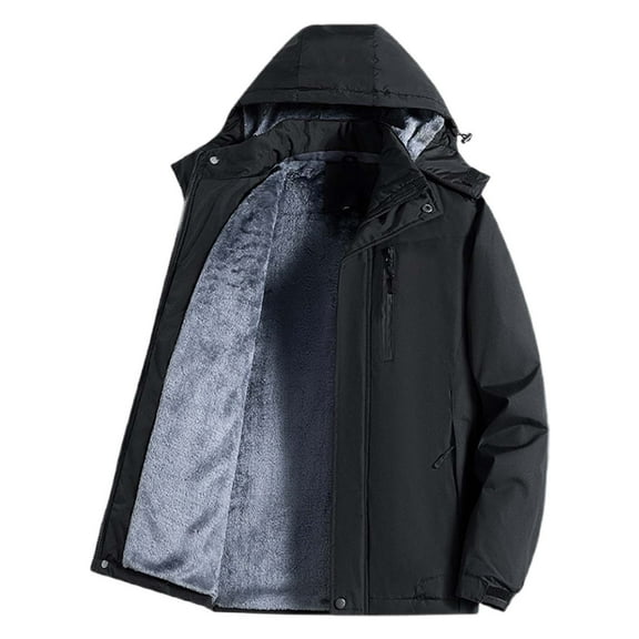 Men's Windproof Winter Jacket Warm Lined Hooded Ski Raincoat For Cold Weather Outdoor Activities