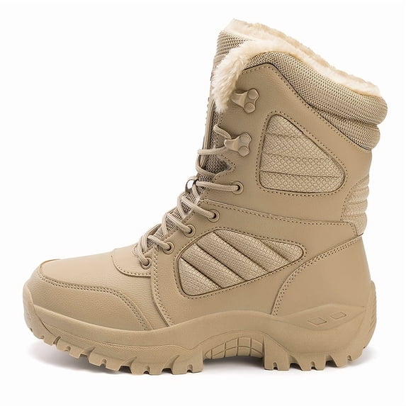 Men's Windproof Winter Snow Boots - Warm Plush Lined, Durable TPR Sole Hiking Shoes with Non-Slip Traction Cleats for Outdoor Adventures