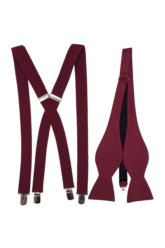 Men’s Wine Suspenders & Self-Tie Bow Tie Collection in a variety of colors by Spencer J’s