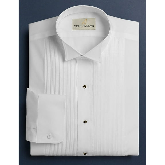 Men's Wing Collar 1/8" Pleats Formal Tuxedo Shirt-2XL-38-39