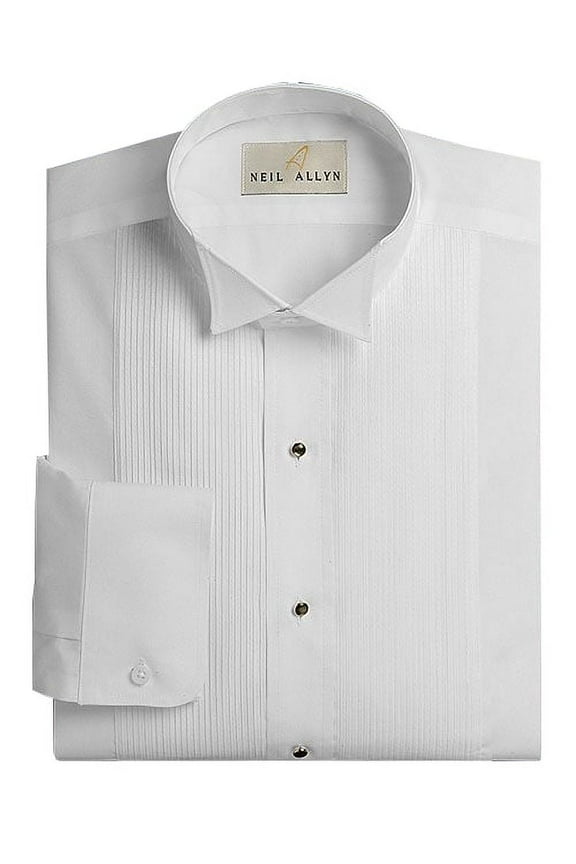 Men's Wing Collar 1/8" Pleats Tuxedo Shirt-XL-38-39