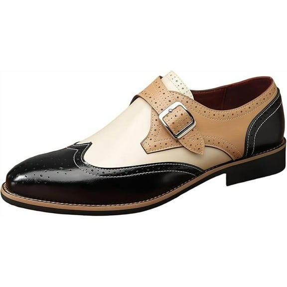 Men's Wingtip Monk Strap Oxfords Colorblock Carving Floral Comfort Derby Dress Shoes Tuxedo Brogues Casual Shoes