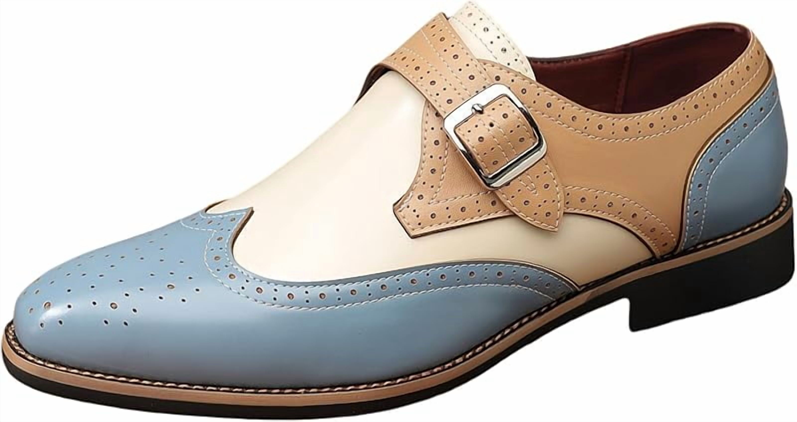Colorblocked Leather Brogues Prada Leather Colorblock Pattern Brogues - Brown Oxfords  main image 3