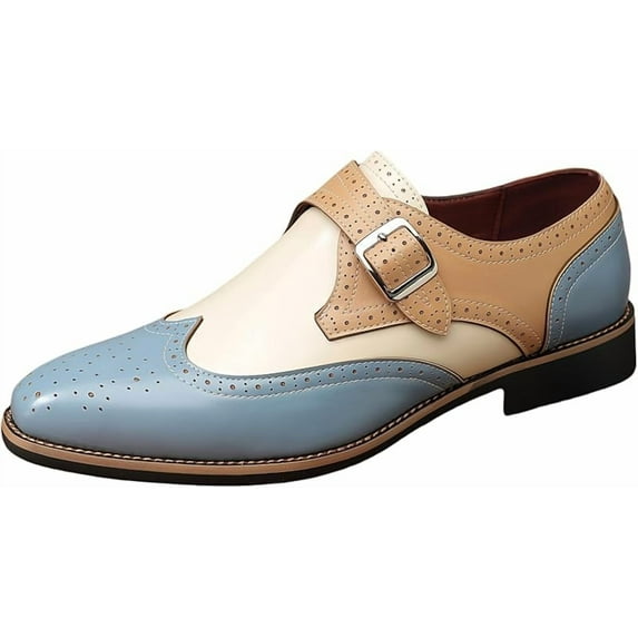 Men's Wingtip Monk Strap Oxfords Colorblock Carving Floral Comfort Derby Dress Shoes Tuxedo Brogues Casual Shoes