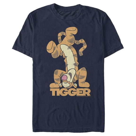 Men's Winnie the Pooh Handstand Tigger  Graphic Tee Navy Blue 3X Large