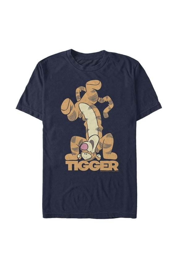 Men's Winnie the Pooh Handstand Tigger Graphic Tee Navy Blue Small