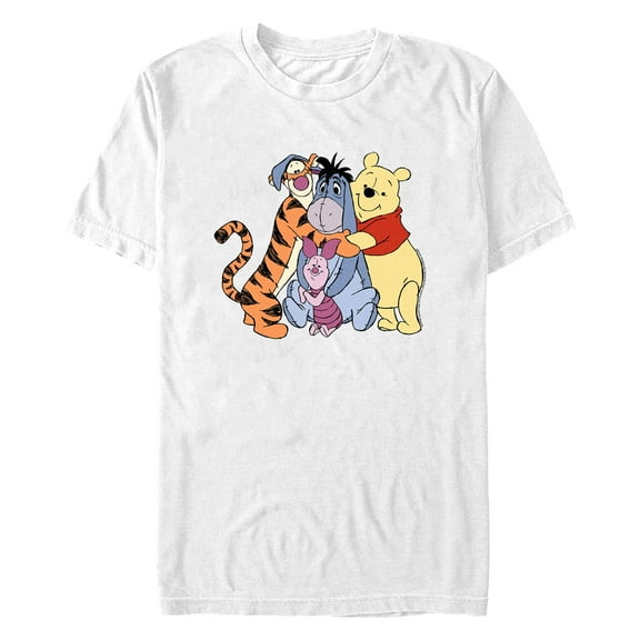 Men's Winnie the Pooh Hugging Group  Graphic Tee White 2X Large