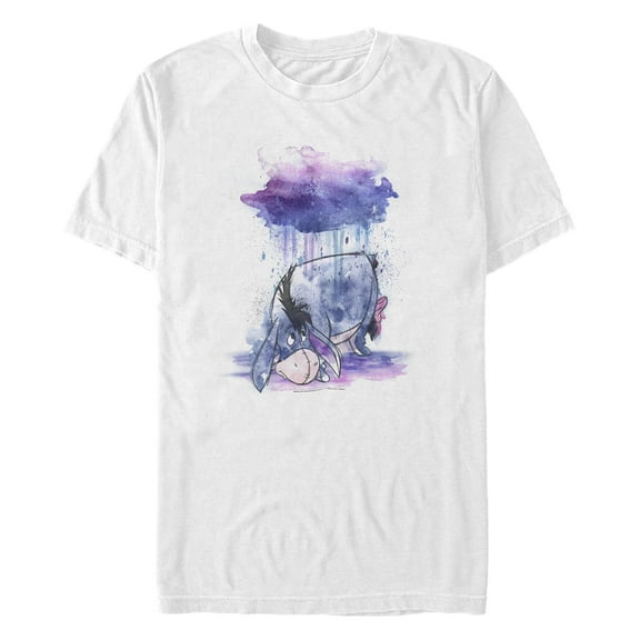 Men's Winnie the Pooh Rainy Watercolor Eeyore Graphic Tee White Large