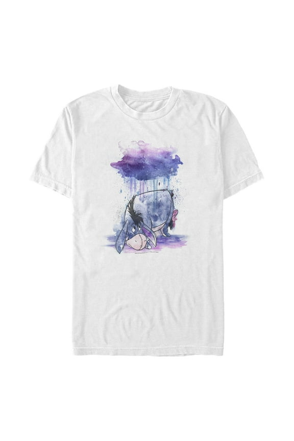Men's Winnie the Pooh Rainy Watercolor Eeyore Graphic Tee White Large