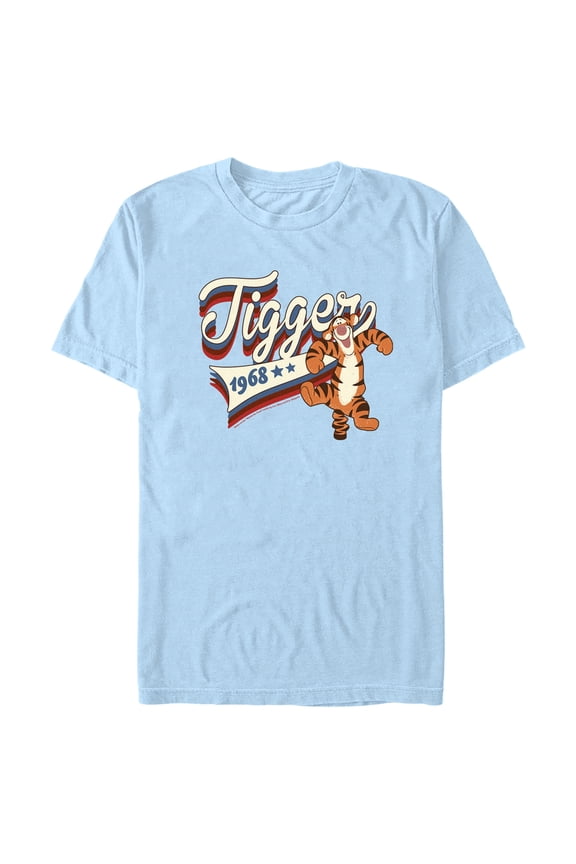 Men's Winnie the Pooh Red, White, and Blue Tigger Graphic Tee Light Blue X Large