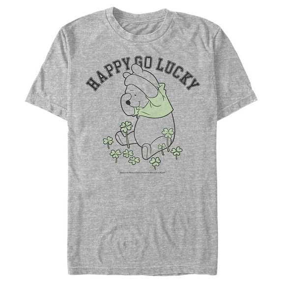 Men's Winnie the Pooh St. Patrick's Day Happy Go Lucky  Graphic Tee Athletic Heather X Large