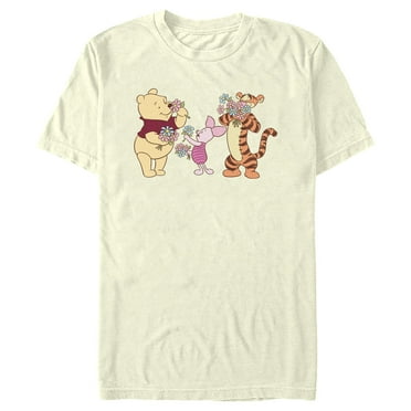 Men's Winnie the Pooh Stop and Smell the Flowers  Graphic Tee Beige 2X Large