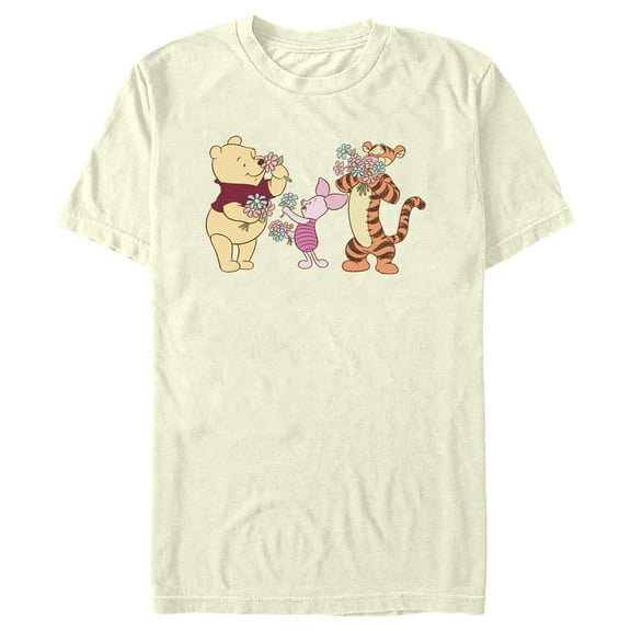Men's Winnie the Pooh Stop and Smell the Flowers  Graphic Tee Beige 2X Large