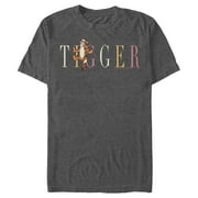 Mens Winnie the Pooh Tigger Colorful Script Graphic Tee Charcoal Heather X Large