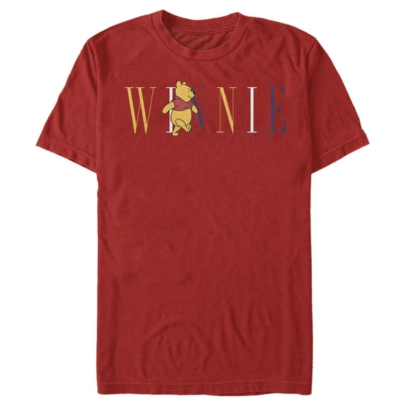 Men's Winnie the Pooh Yellow, White, and Blue Script Graphic Tee