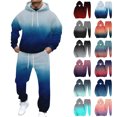 thumbnail image 1 of Men's Winter 2-Piece Printed Set, Long Sleeve Hooded Sweatshirt and Sweatpants, Personalized Graphic Lounge Wear For Casual and Street Style,Black,L, 1 of 6