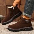 thumbnail image 1 of Men's Winter Ankle Boots with Plush & Non-Slip  Sole - Slip-On/Side Zip Closure, Heavy-Duty Round Toe, Brown Booties for Cold Weather, Snow, Ice - Casual & Footwear (Warm Ankle), 1 of 7