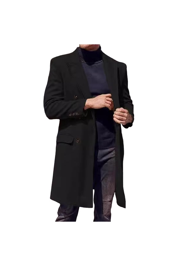 Men's Winter Anorak Jacket Fashionable Long Wool Overcoat for Cold Weather Warm Soft Comfortable Stylish Outerwear