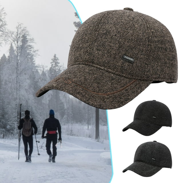 Men's Winter Baseball Cap Baseball Winter Hats with Ear Flaps for Men Outdoor Walk Running