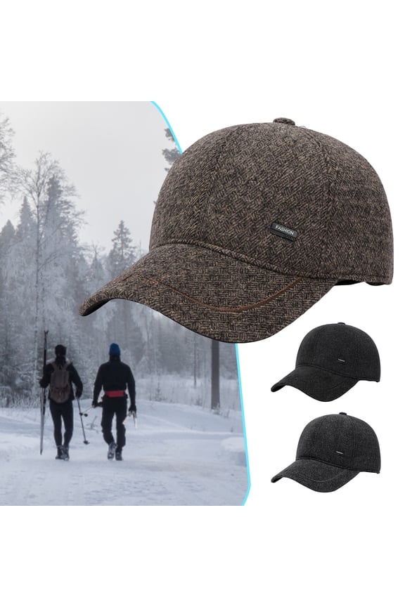 Men's Winter Baseball Cap Baseball Winter Hats with Ear Flaps for Men Outdoor Walk Running