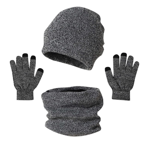 ZQUUVOU Men's Winter Beanie Hat Warm Knitted Scarf And Touch Screen Gloves Set Gray