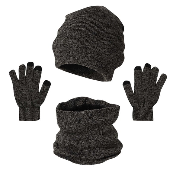 ZQUUVOU Men's Winter Beanie Hat Warm Knitted Scarf And Touch Screen Gloves Set Navy